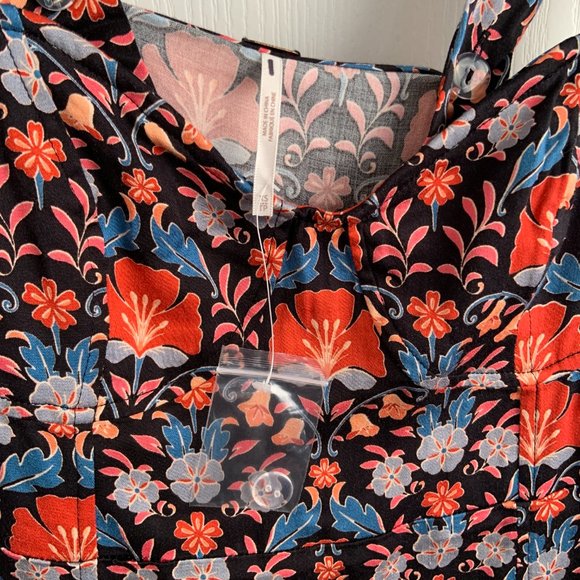 Free People Sasha Corset-Inspired Bust Floral Mini Dress Black Combo Size XS - Picture 12 of 16